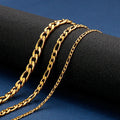 Stainless Steel Chain Flat Gold Filled Figaro Chain Necklace Titanium Steel Curb Nk Vacuum Gold Plated Necklace