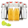 Factory Price Square 250ml clear Swing Top Glass Bottle Flip Top Drinking Water Bottle Glass Beverage Bottles for