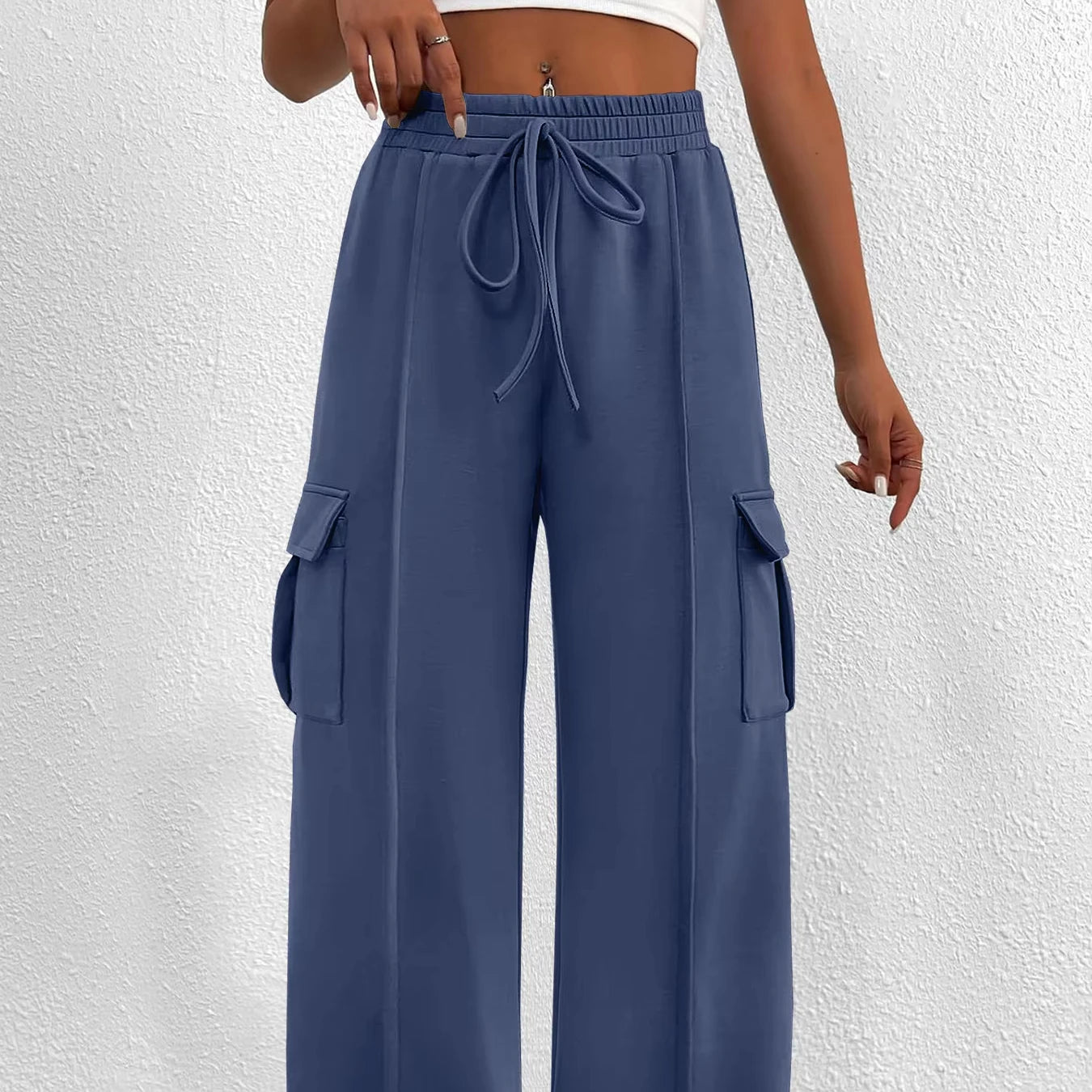 Wholesale Fashion Casual Streetwear Loose Wide Leg Cargo Pants for Women
