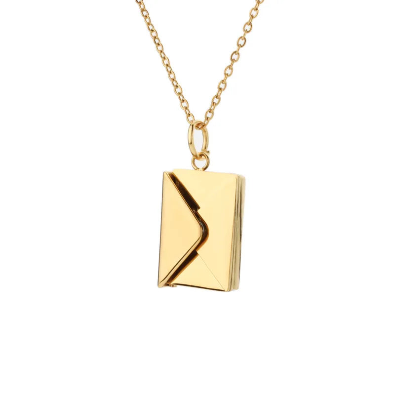 2025 New Designs Customize Stainless Steel Necklace Envelopes Necklaces Envelope Blank Love Necklace