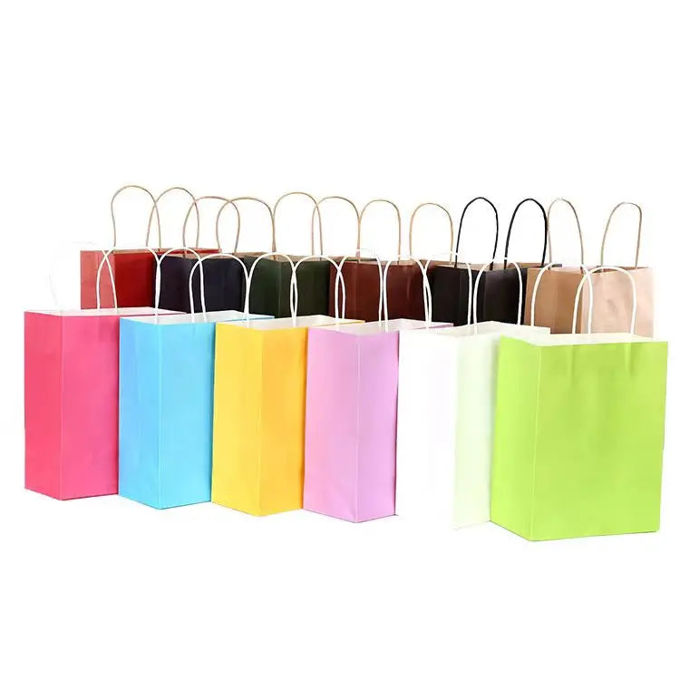 Customized Printing Kraft Paper Tote Bag Eco Friendly Party Fashion Shopping Paper Bag with Cotton Rope Handles