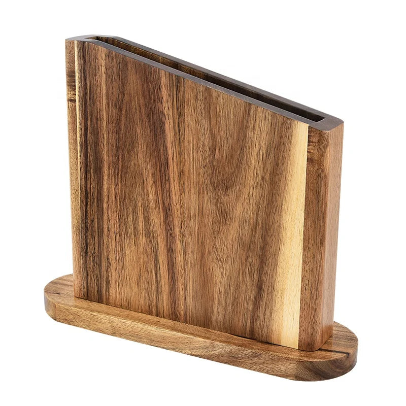 Acacia Wood Magnetic Block Knife Display Stand Knife Holder Rack with Strong Enhanced Magnets Holder
