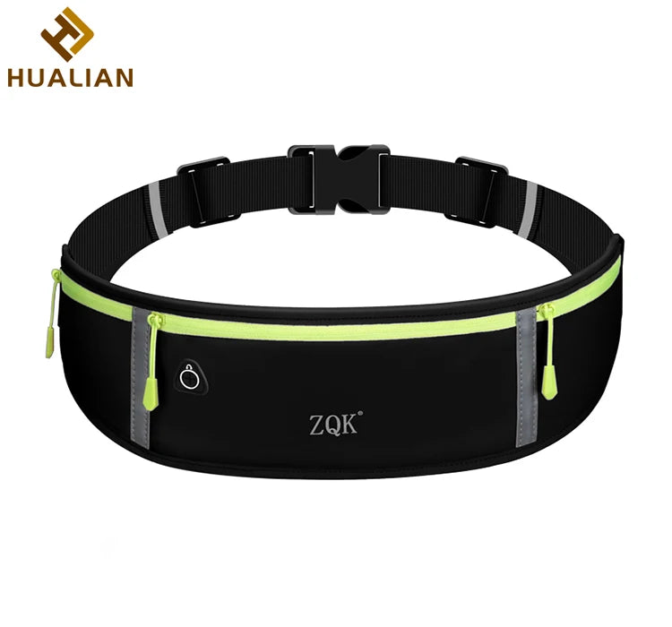 HUALIAN ODM&OEM Customized Waterproof Unisex Jogging Gym Outdoor Slim Waist Pouch Fanny Pack Sports Running Belt Waist Bag
