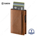 TILONSTAR TVC318 Slim Full Wrapped Leather Bifold Aluminum Credit Pop up RFID Blocking Card Wallet Business ID Card Holder