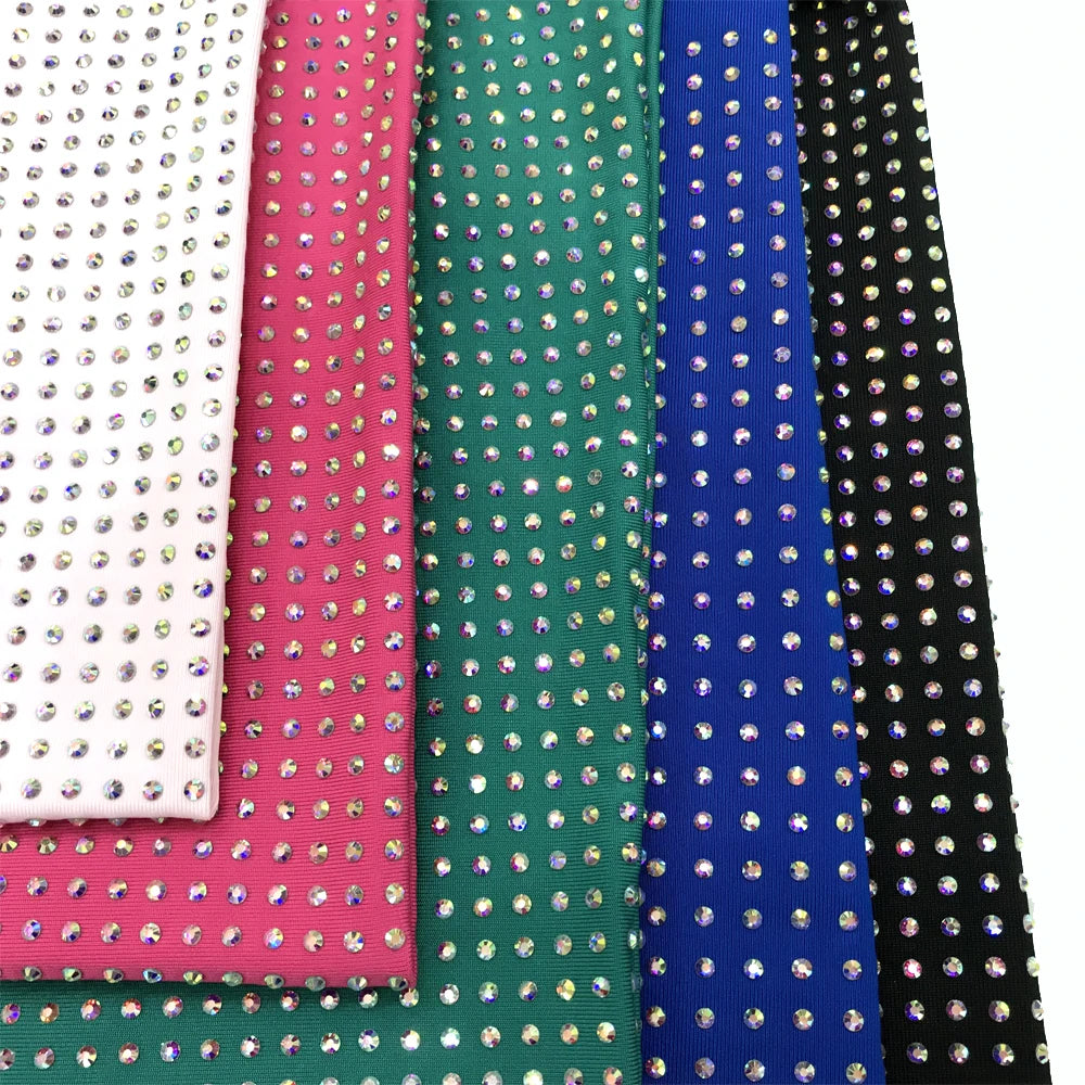 F003 Affordable Crystal AB Rhinestones Mesh  Fabric Crystal Fabric Dress Fabric for Woman 3mm Spacing