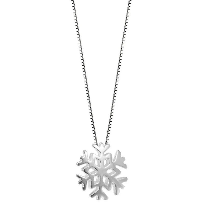 Popular 925 Sterling Silver Snowflake Necklace For Women Fine Jewelry Wedding Party Birthday Gift