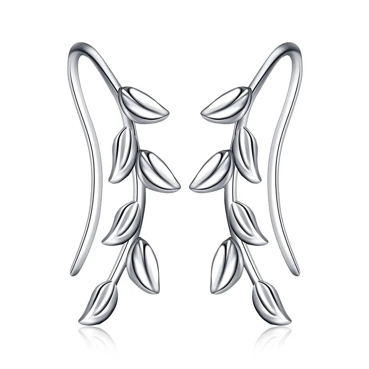 Hot Sale Hypoallergenic Custom 925 Sterling Silver Korean Leaf Star Crawler Climber Earrings