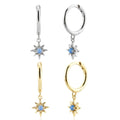 FUAMAY Aretes De Plata 925 Silver Statement Opal Earrings Blue Star Hoop Earrings