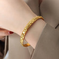 High End Gold Plated Stainless Steel Moon Star Relief Zirconia Cuff Bracelet for Women Wholesale Jewelry