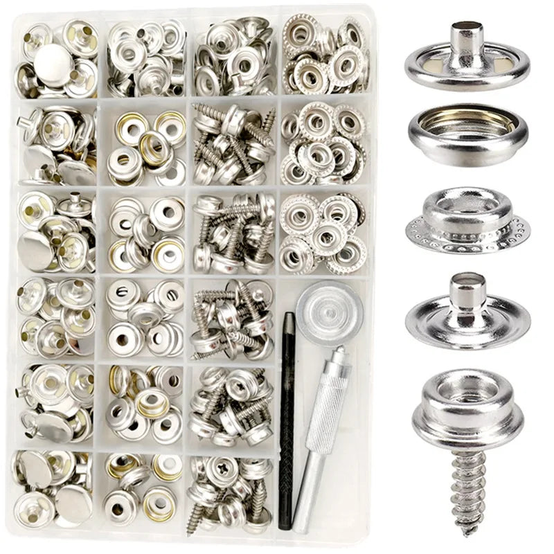 Stainless Steel Screw and White Fastener Set Canvas Buckle Boat Marine Canvas Buttons Canvas Fastener