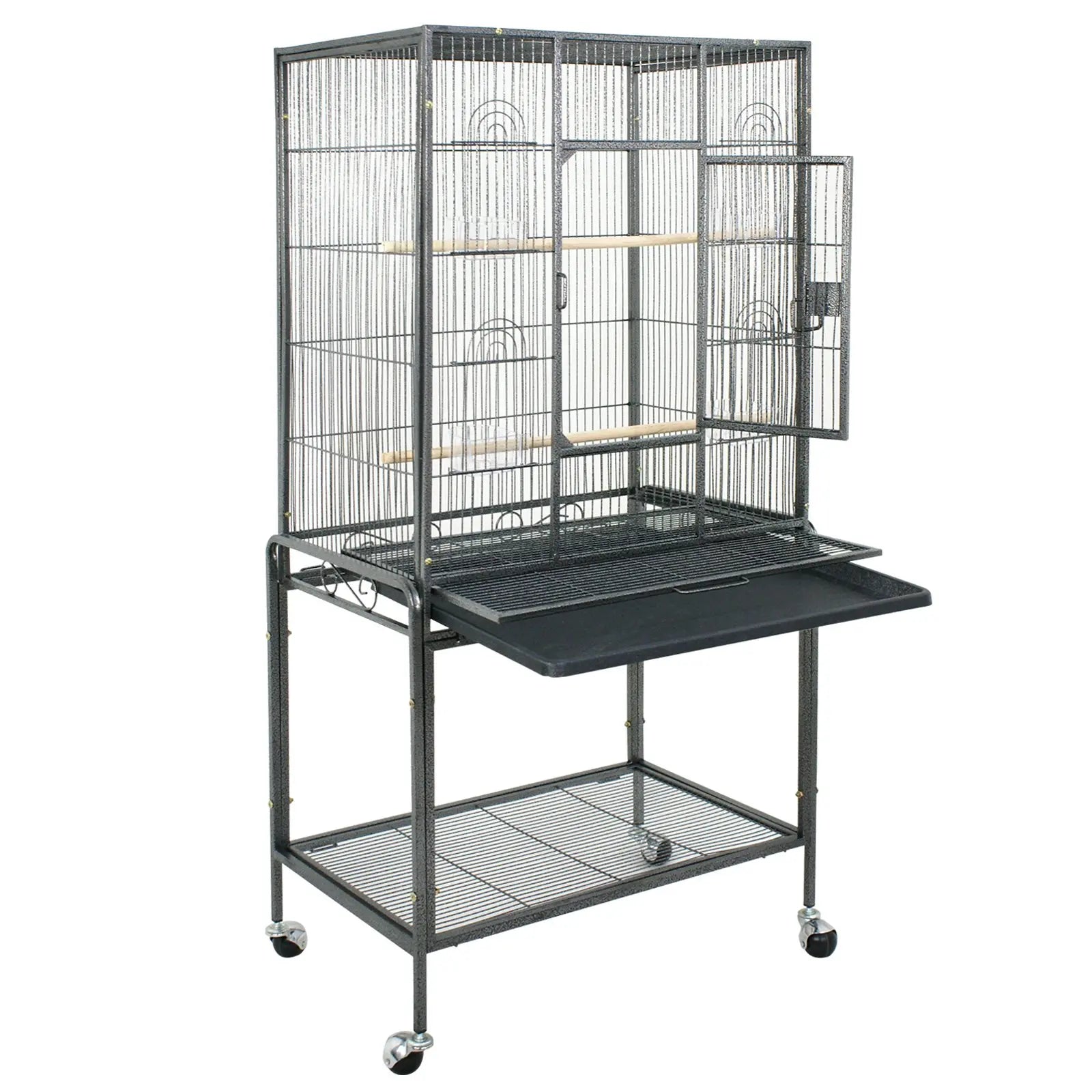 New Product Wholesale Foldable Iron Bird Cage for Parrot Black Color with Stand Cage for Parrot