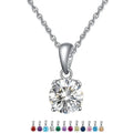 Hot Sale 925 Sterling Silver Geometric Pendant Necklace with 12 Months Birthstone Cubic Zirconia Gold Trendy Engagement Jewelry