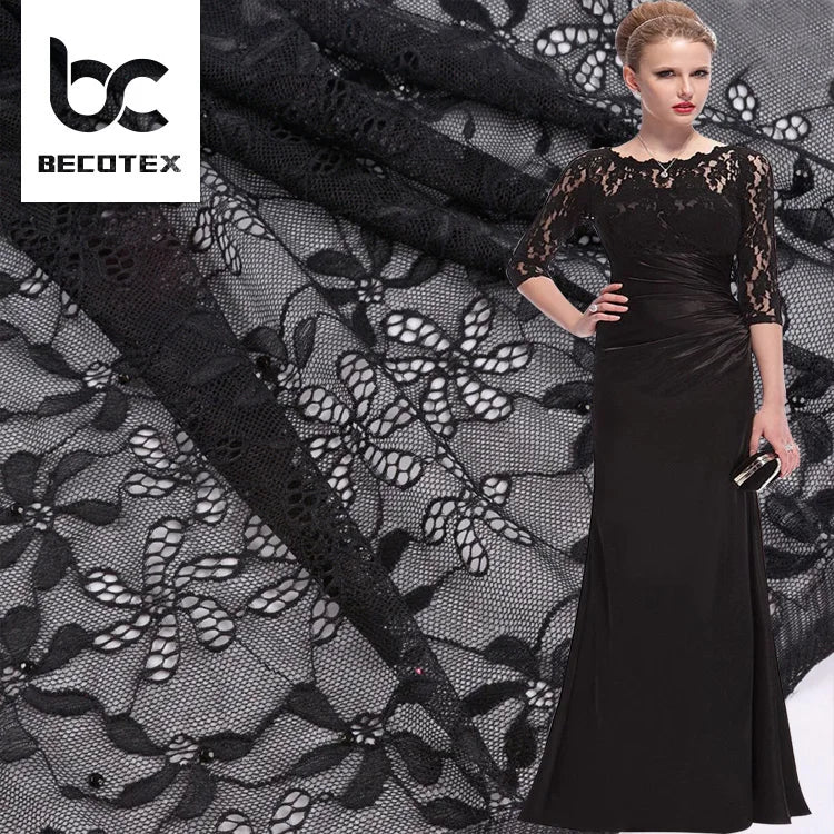 2026 Custom Wholesale African Floral Tulle Lace Fabric for Dress