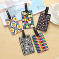 K1435 Geometric Luggage Tags Suitcase Addres Holder Baggage Bag Tag Silicone Pvc Soft Label Travel ID Luggage Tag