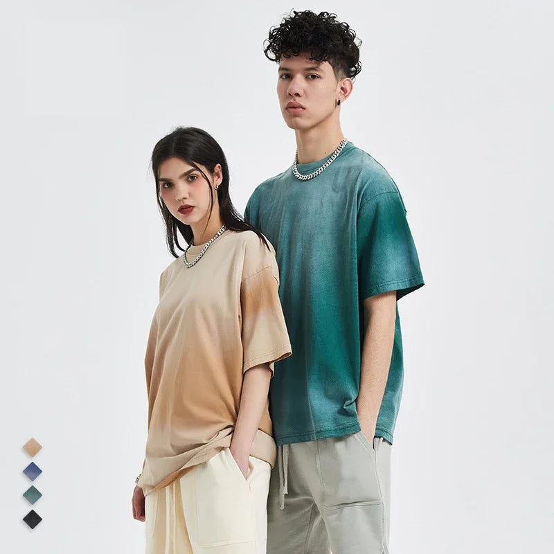 European CE Certified 100% Cotton Vintage Pickling Chinese Style Eco-Friendly Breathable Men's Oversized T-shirt Big/Custom