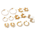 Women's Trendy 18K Gold Plated Stainless Steel Pearl Earrings Wholesale Fashion Jewelry