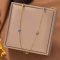 Wholesale New Stainless Steel 18k Gold Korean Fashion Jewelry Drip Blue Oil Eye Necklace for Women