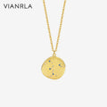 VIANRLA Necklace 925 Sterling Silver Circular Pendant 18k Gold Necklace Dainty Chain Support Customization