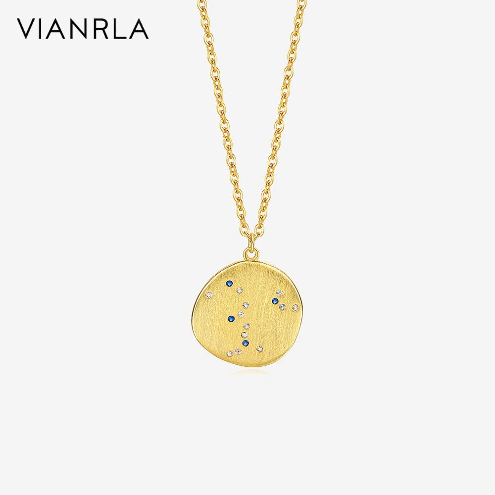 VIANRLA Necklace 925 Sterling Silver Circular Pendant 18k Gold Necklace Dainty Chain Support Customization