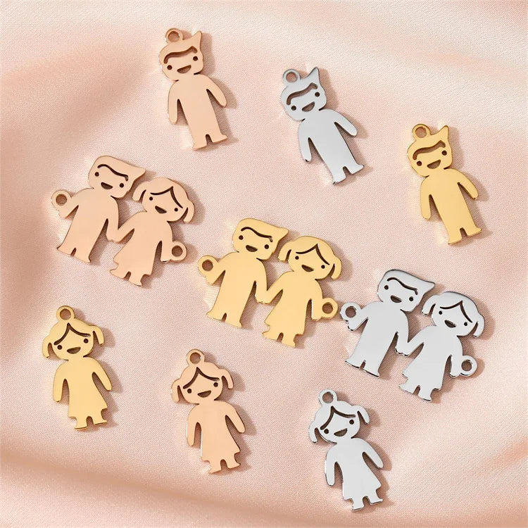 High Polished Stainless Steel Accessories Laser logo square Blank Pendant Charm