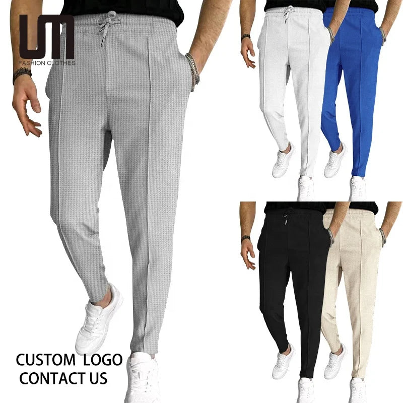 Liu Ming New Arrivals 2024 Summer Men Casual Comfortable Sports Trousers Slim Elastic Waist Jogger Sweat Pants