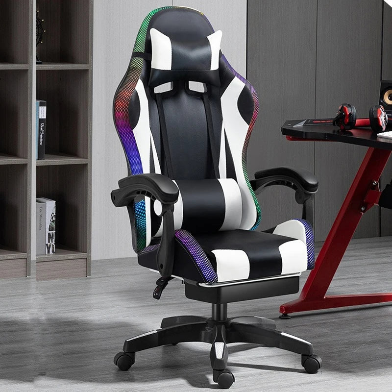 Modern Design Adjustable ArmChair PU Leather Nylon Base Computer Silla Gamers Racing Swivel Recline Gaming Chairs