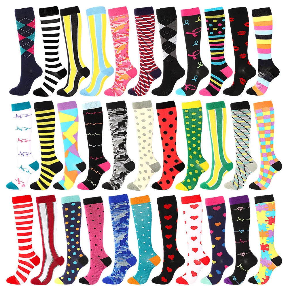 XIANGHUI XIANGHUI Wholesale Custom logo Compression Socks Knee High Sport Socks for  for Running Hiking Socks for Men and Women