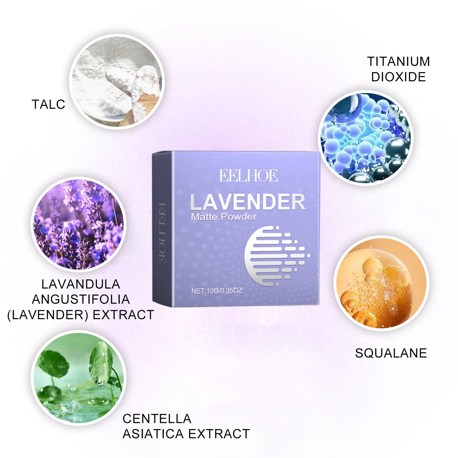 EELHOE Natural Concealer Set Lavender Matte Powder Lightweight Breathable Oil Control Press Makeup Powder Foundation