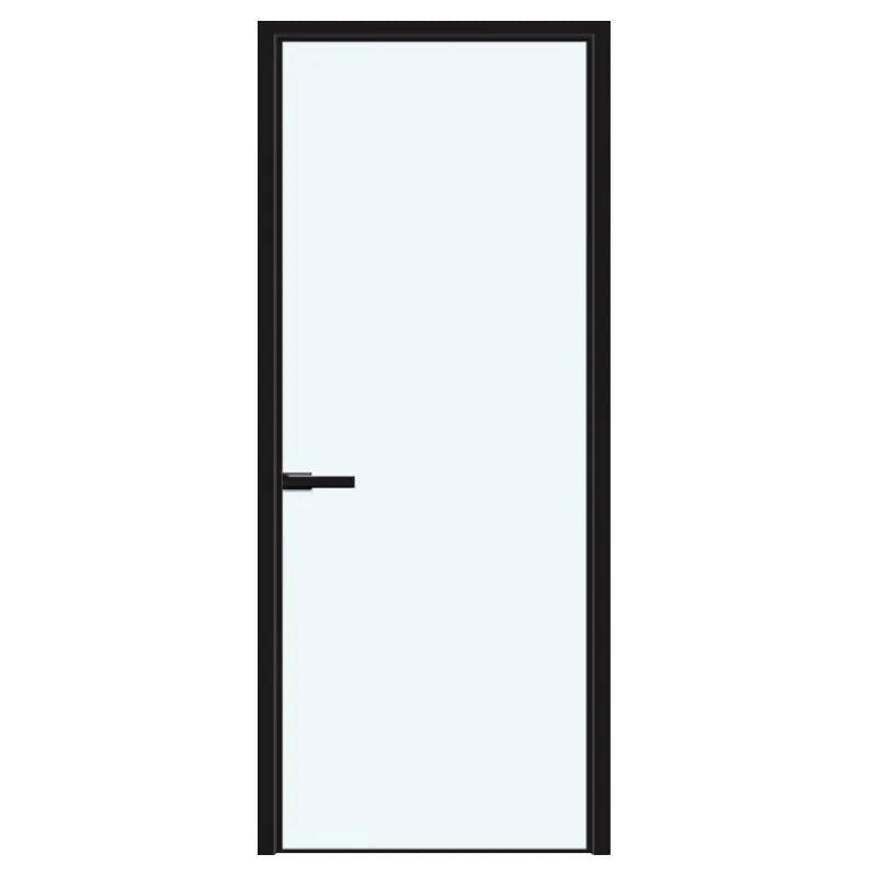 Modern Slim Frame Aluminum Alloy Glass Door Waterproof Finished Surface for Interior Kitchen Bathroom Toilet Glass Door