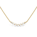 Milskye 18k Gold Plated Elegant Jewelry 925 Silver Diamond Freshwater Pearl bar Necklace