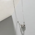 M0120 Diamonique Interlinking Rings Necklace S925 Sterling Silver Interlocking Circle Necklace