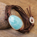 Fancy Inspiration Natural Irregular Amazonite Crystal Stone Adjustable Gemstone Handmade Woven Multi Layers Yoga Bracelets