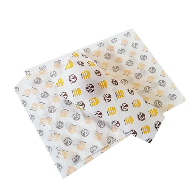 Logo Printed Food Safe Paper Custom Greaseproof White Sandwich Burger Wrapping Paper for Packaging