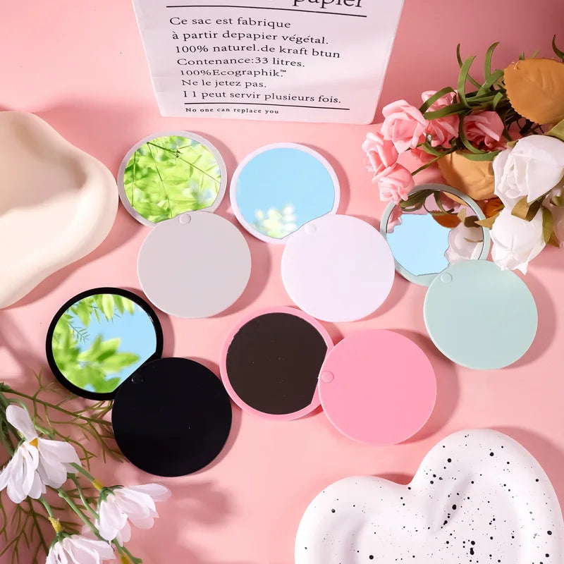 Zonyin Custom logo Plastic Round Sliding Cover Design Pocket Mirror Wholesale Cheap Portable Pink Small Hand Mirror for Travel