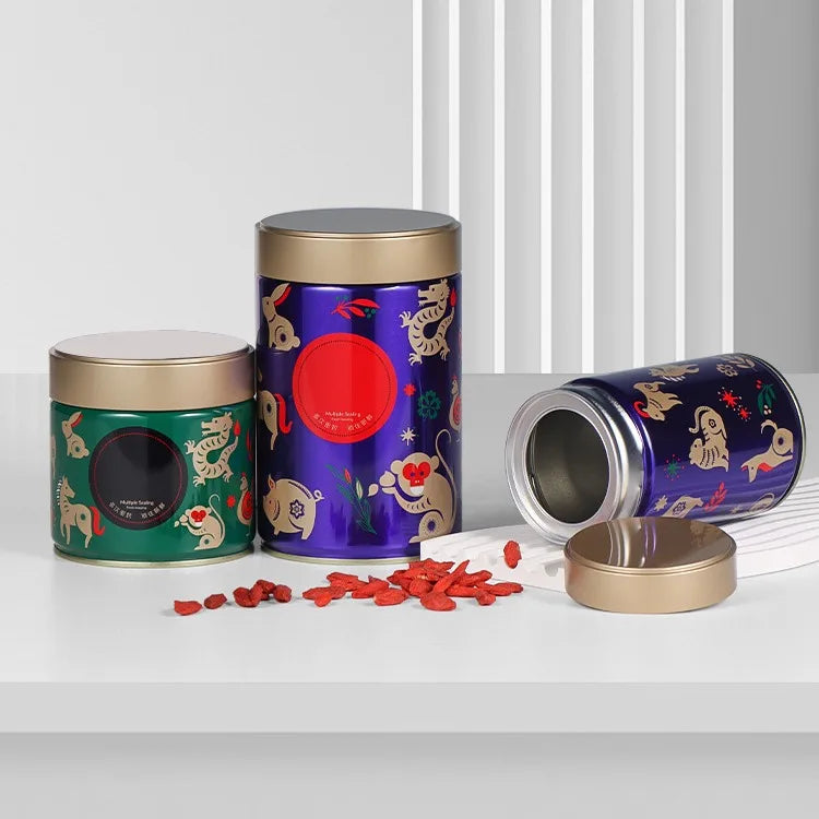 Round Food Grade Metal Tin Matcha Powder Tin Tea Tins for Loose Tea galaxy Metal