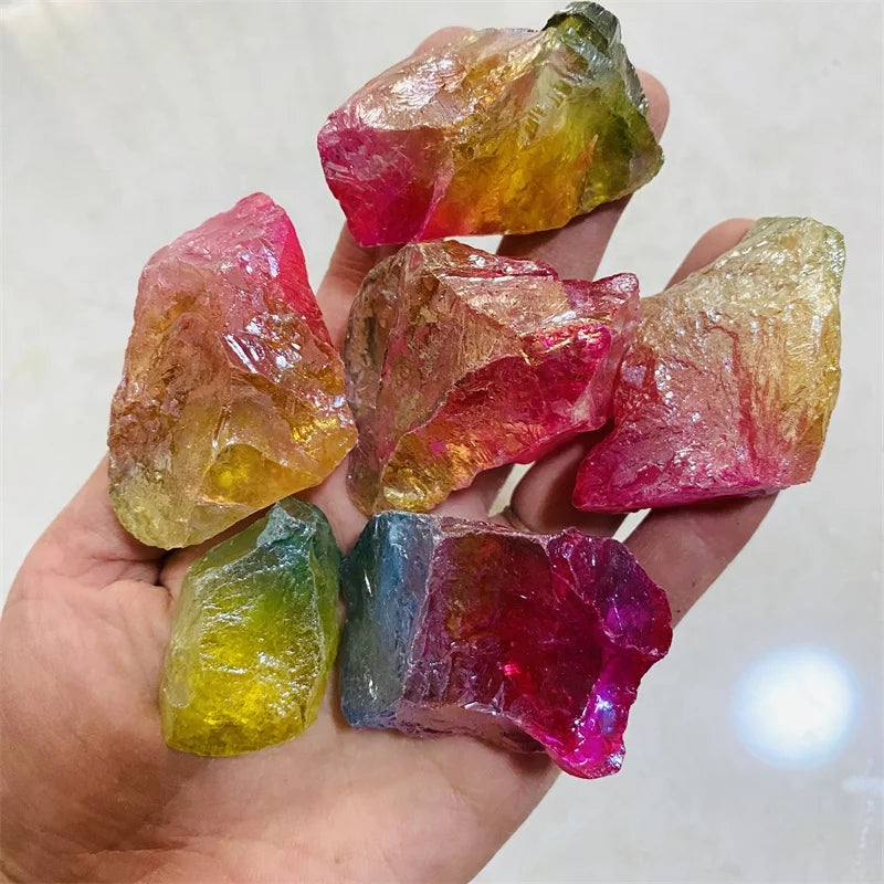 Wholesale Aura Quartz Rough Angel Aura Raw Clear Quartz Crystal Stones for Healing Decoration