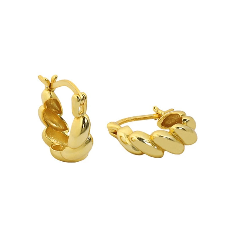 Trendy Twisted 925 Silver Hoop Earrings Gold Plated Sterling Silver 925 Earrings for Women