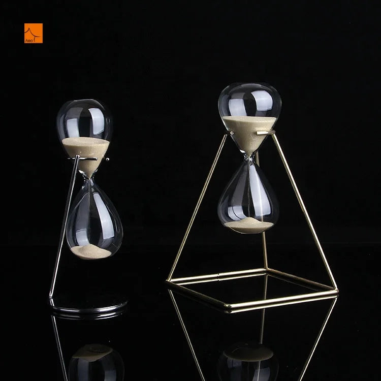 Wholesale Craft Gift Large Antique Metal Frame Gold Hourglass 10 Minutes Sand Timer Sand Clock