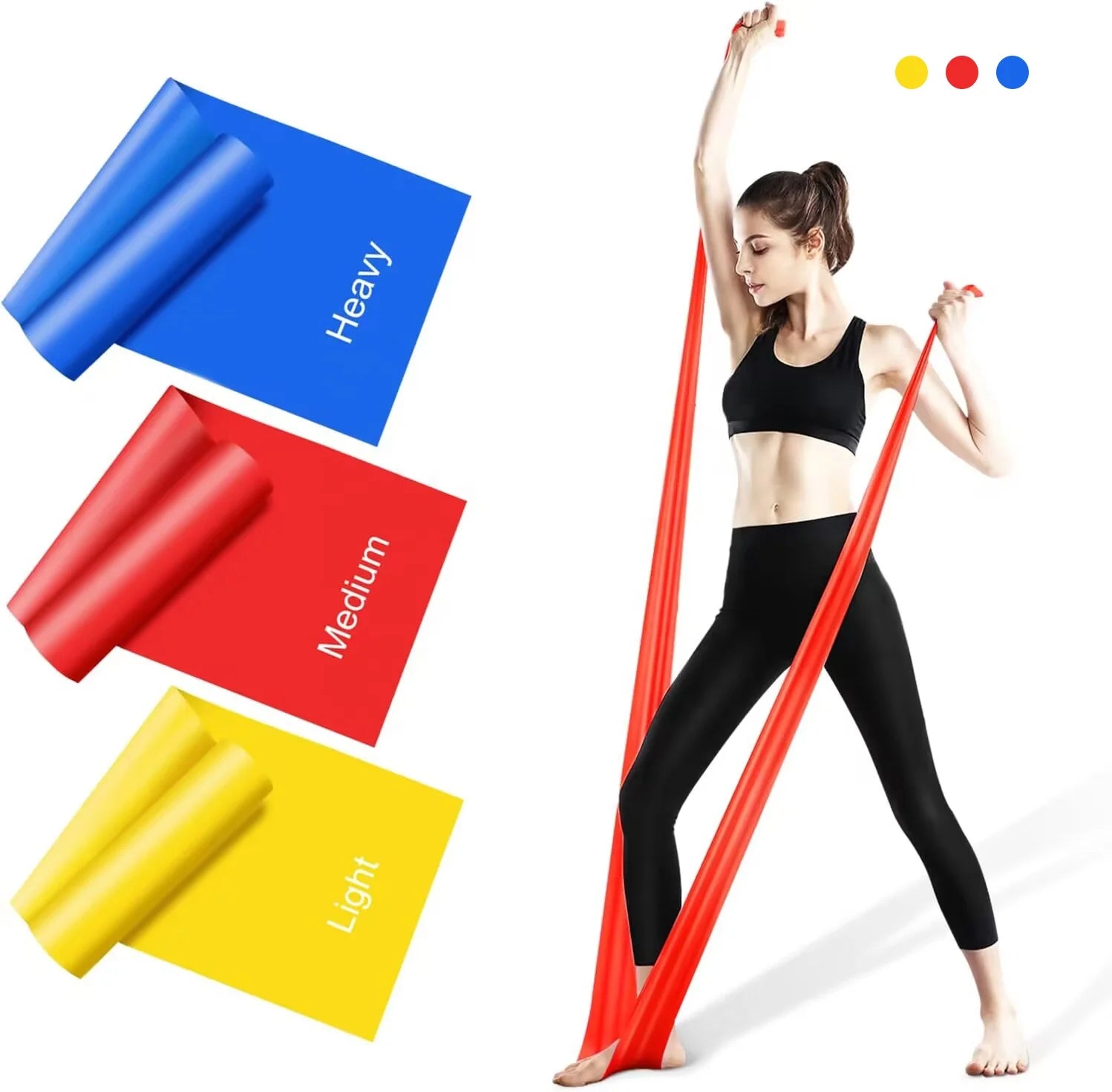 Elastic Stretch Yoga Therabands Workout Home Gym Exercise Bands Fitness Resistance Bands Training Physical Therapy Custom Logo