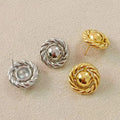 Retro Tarnish Free Waterproof Hypoallergenic Round Twist Stud Earrings Chunky 18k Gold Plated Stainless Steel Stud Earrings