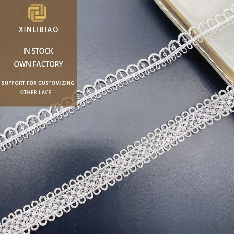 Bar Code Double Computer Embroidered Lace Dress Accessories with Beaded Florets for Lolita for Shoes