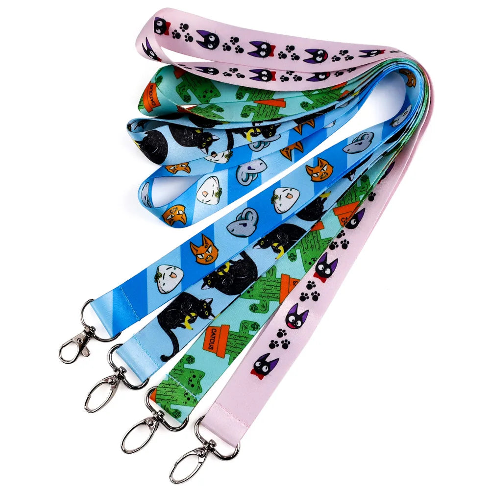 Custom Sublimation Promotional Nylon Printing Card Holder Neck One Piece Pet Comic Anime Polyester Lanyard with logo Custom
