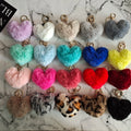 Hot 9cm Love  Accessories Heart Shape Fur Ball Keychains Pompom for Bags