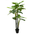 180CM Tall 3 Trunks 27 Large Green Leaves House Plant Fake Potted Tree Artificial Wild Taro Plant for Home Living Room Decor