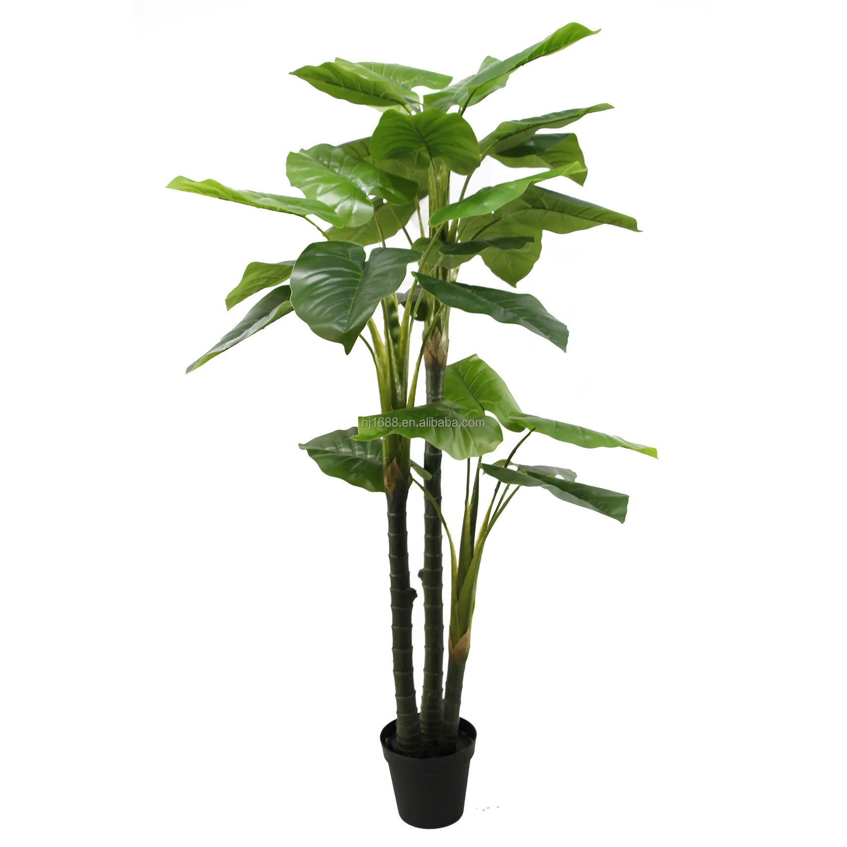 180CM Tall 3 Trunks 27 Large Green Leaves House Plant Fake Potted Tree Artificial Wild Taro Plant for Home Living Room Decor