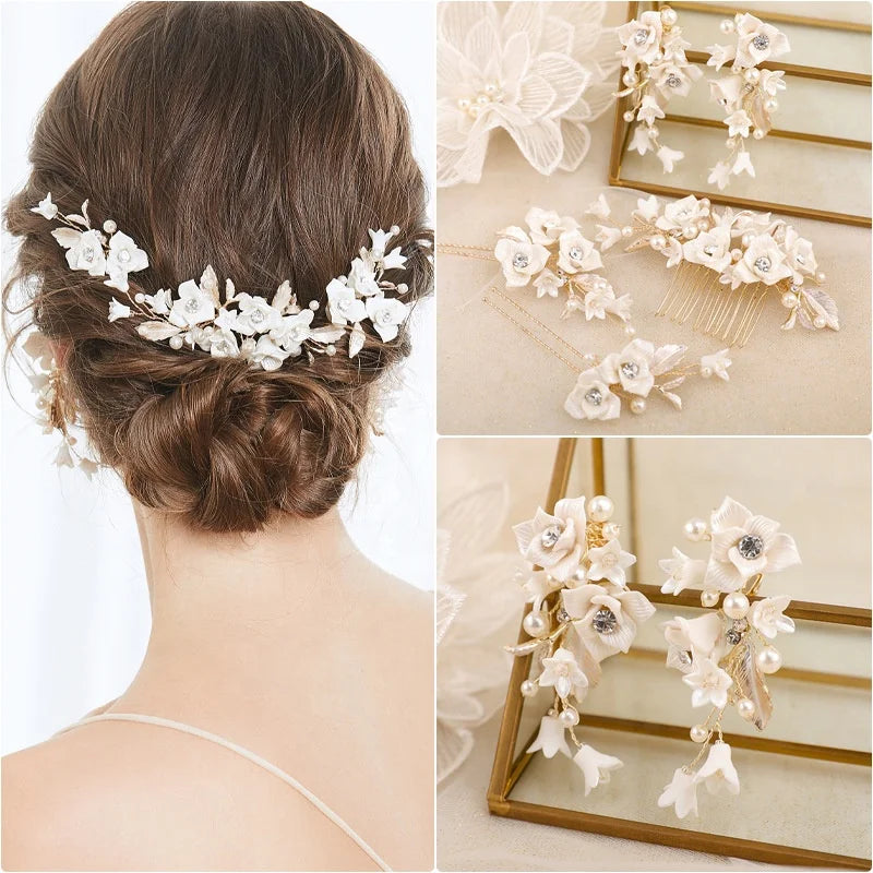 Bridal Headwear Hair Comb Earrings Hair Comb Handcrafted European and American Fashion fairy Weddingheadwear