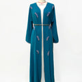 UNI Modest Elegant Middle East Embroidery Women Dress Open Abaya Cardigan Muslim Islamic Lady Long Abaya