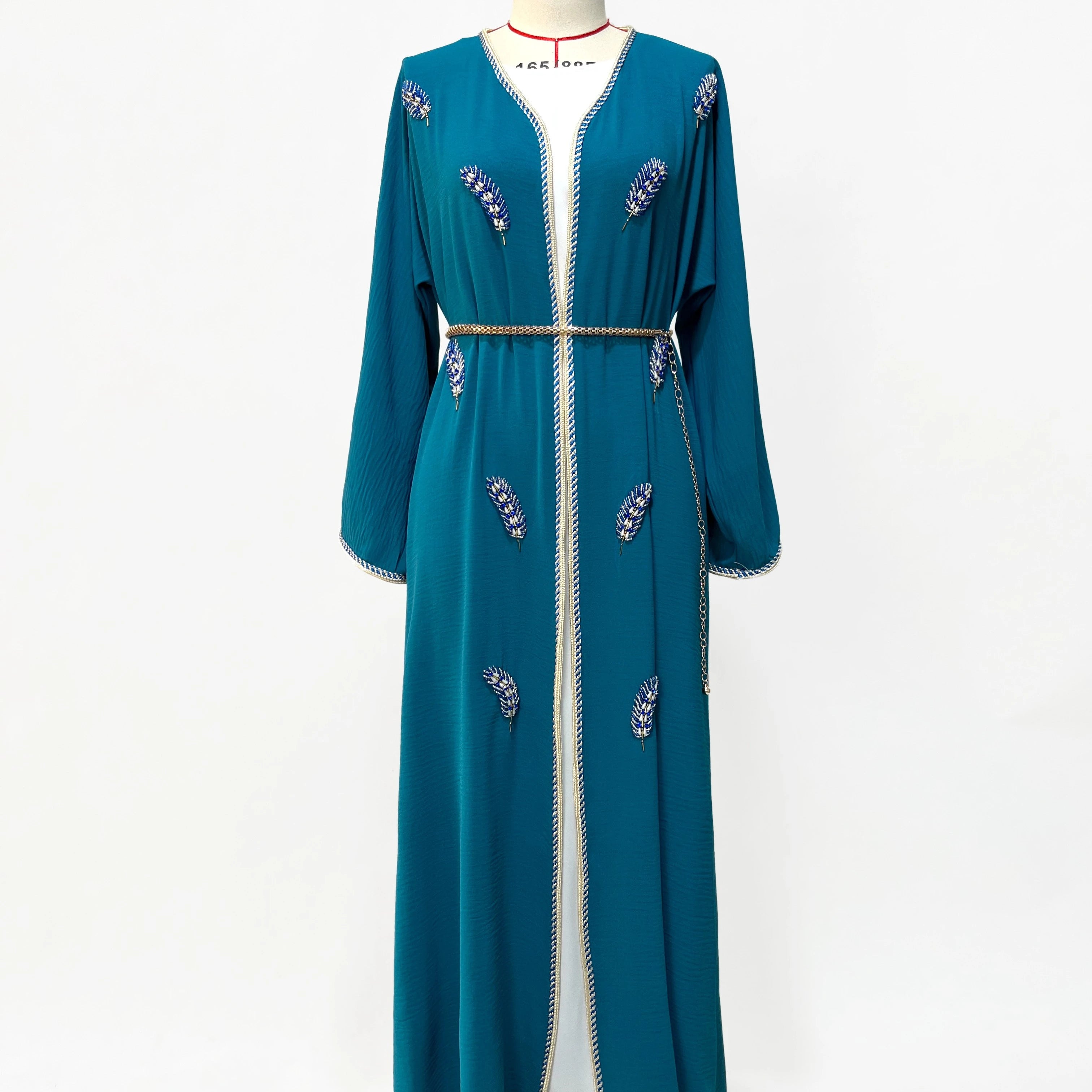UNI Modest Elegant Middle East Embroidery Women Dress Open Abaya Cardigan Muslim Islamic Lady Long Abaya