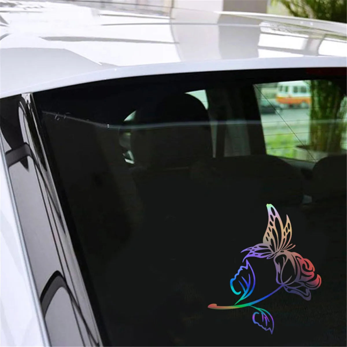 Butterfly Rose Flower Floral Letters Sticker Vinyl Decal Car Window Wall Bumper Decor Gift Die Cut Decals Latop Window Glass