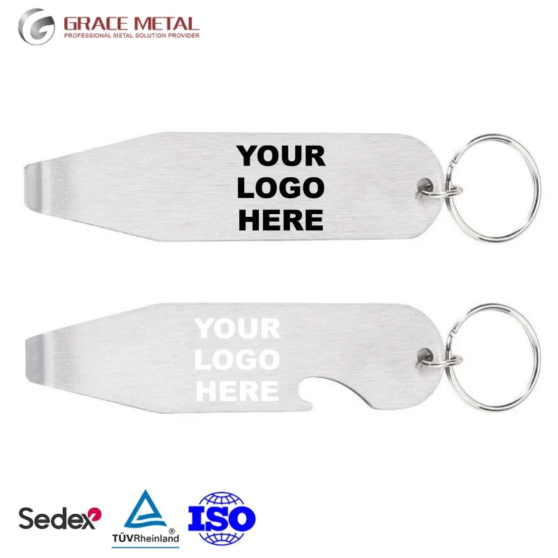 Factory Wholesale Customized Logo Printing Laser Engraved Stainless Steel Keyring Bottle Opener Paint Can Openers
